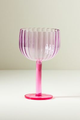 Anthropologie Raquel Scallop Acrylic Wine Glasses, Set Of 4 In Pink