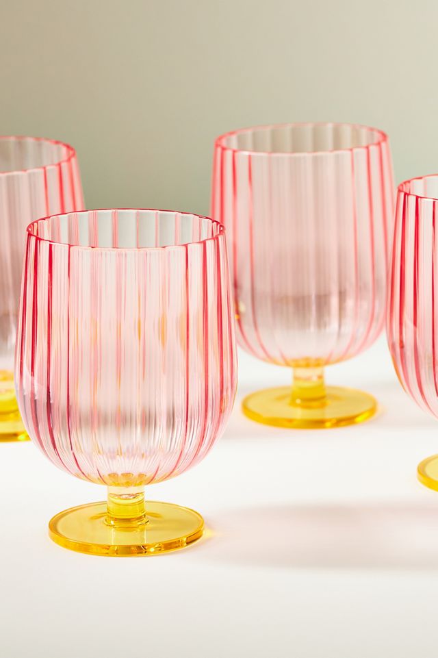 Raquel Scallop Acrylic Goblet Wine Glasses, Set of 4