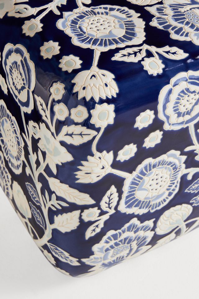  Freya Block-Print Ceramic Side Table #1