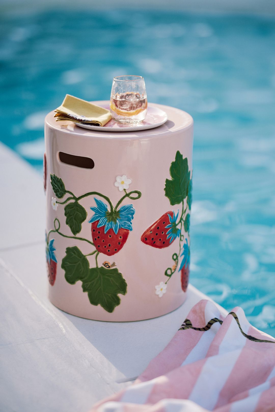 Frutta Ceramic Side Table - Strawberry, One Size