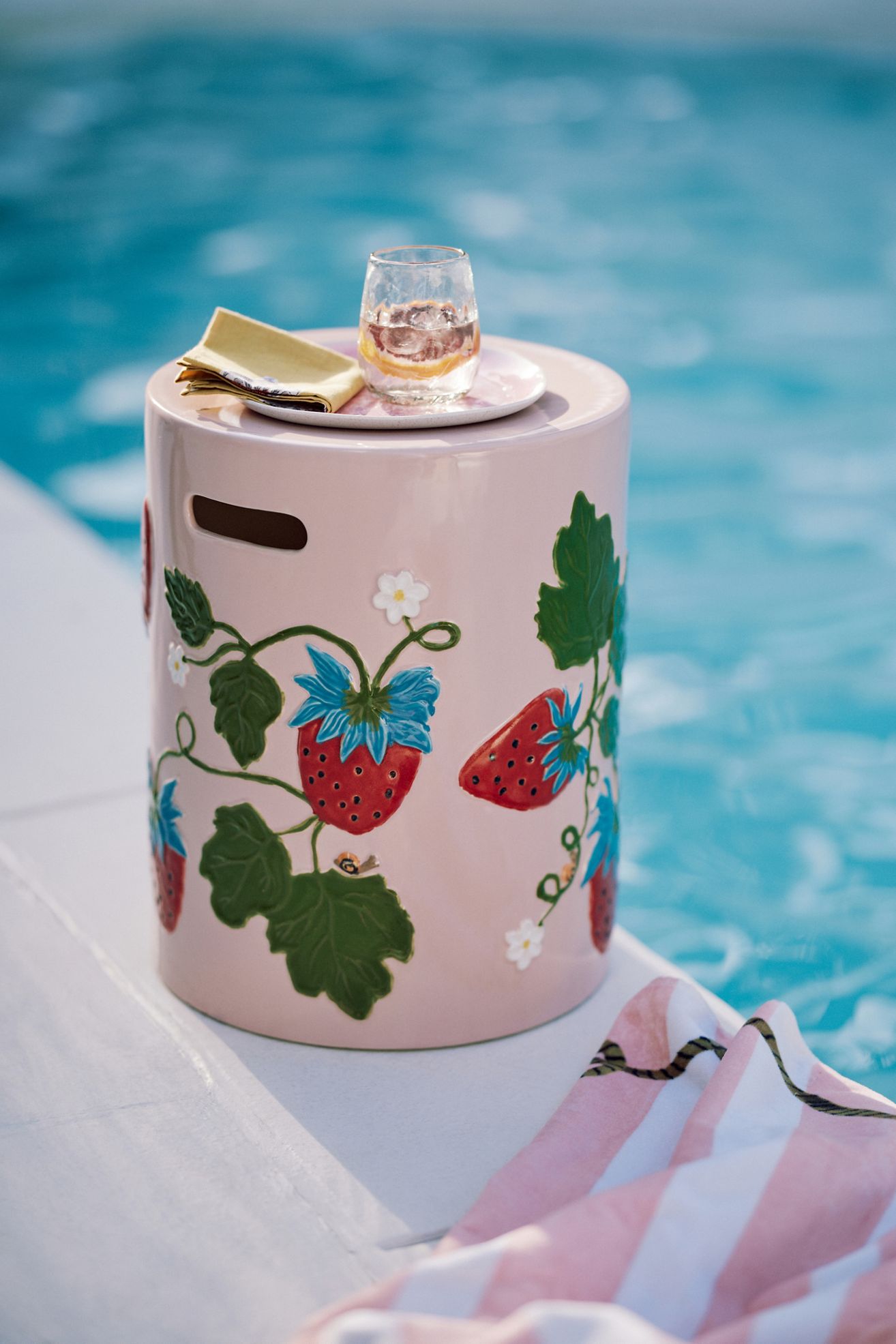 Frutta Ceramic Side Table - Strawberry, One Size