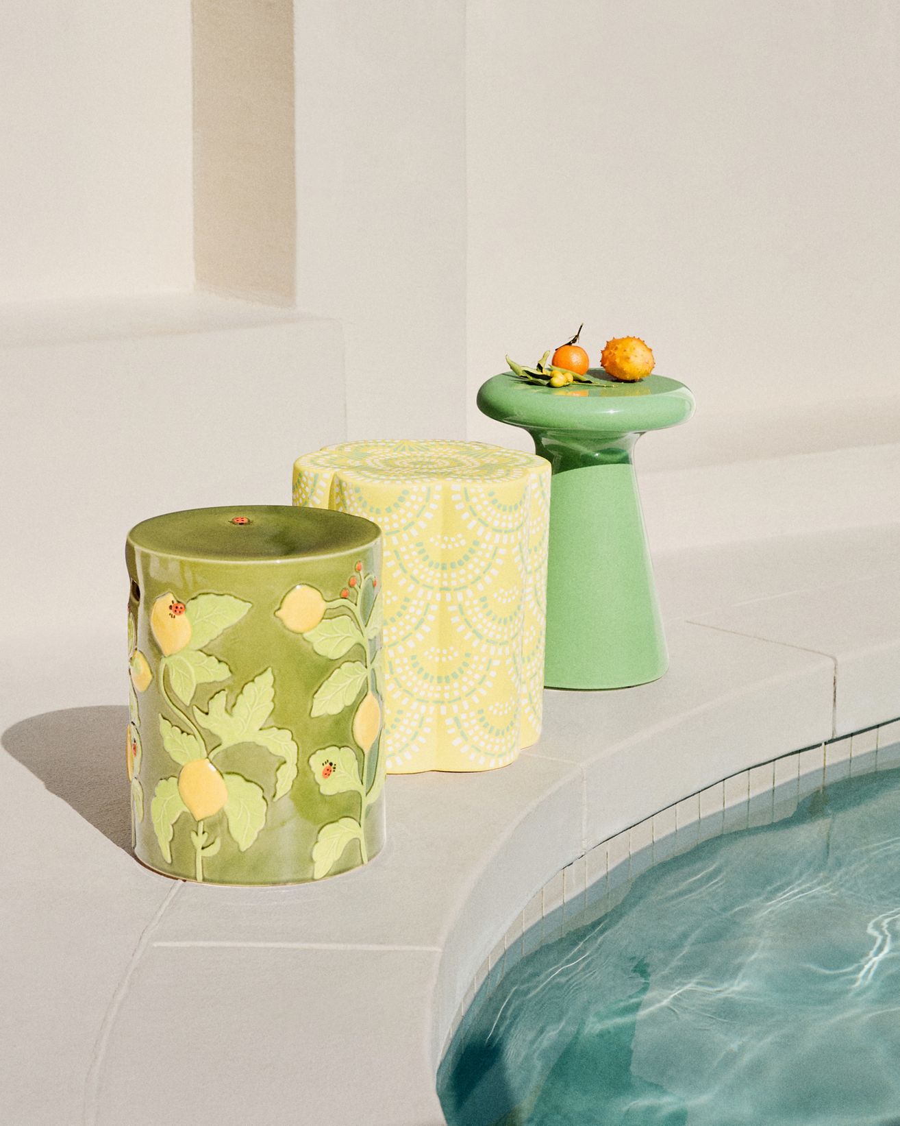 Frutta Ceramic Side Table - Lemon, One Size