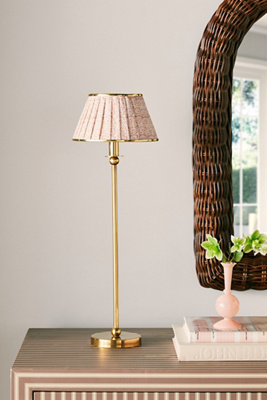 Anthropologie Lee Ruched Printed Shade Brass Table Lamp