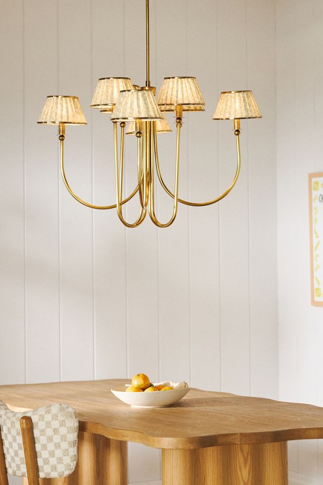 Lee Ruched Printed Shade Brass Chandelier #7