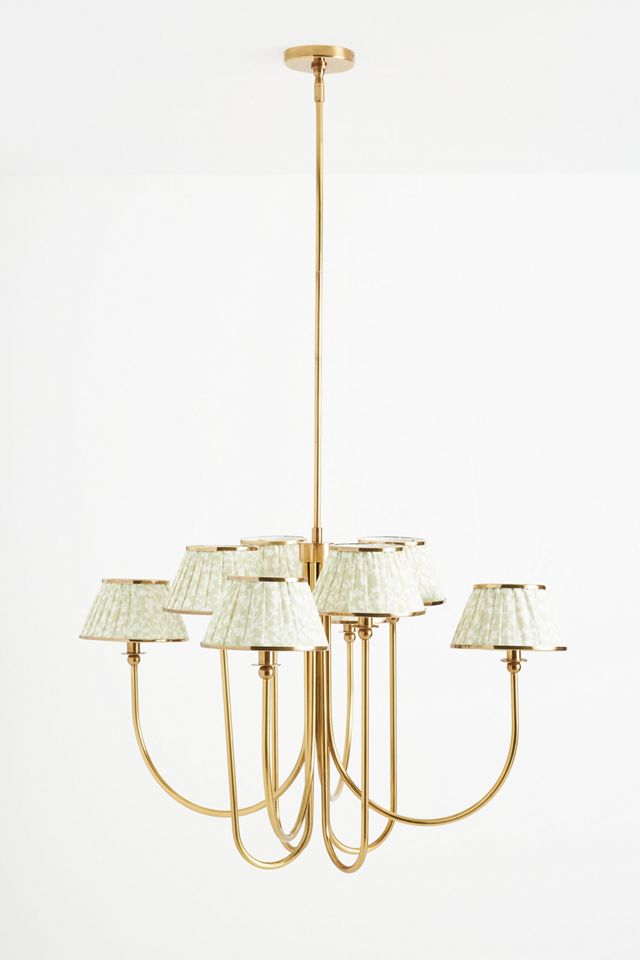 Lee Ruched Printed Shade Brass Chandelier #2
