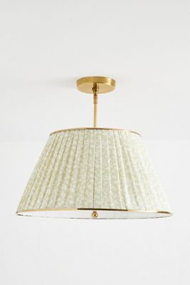 Lee Brass 24" Ruched Printed Semi-Flush Mount Pendant Light