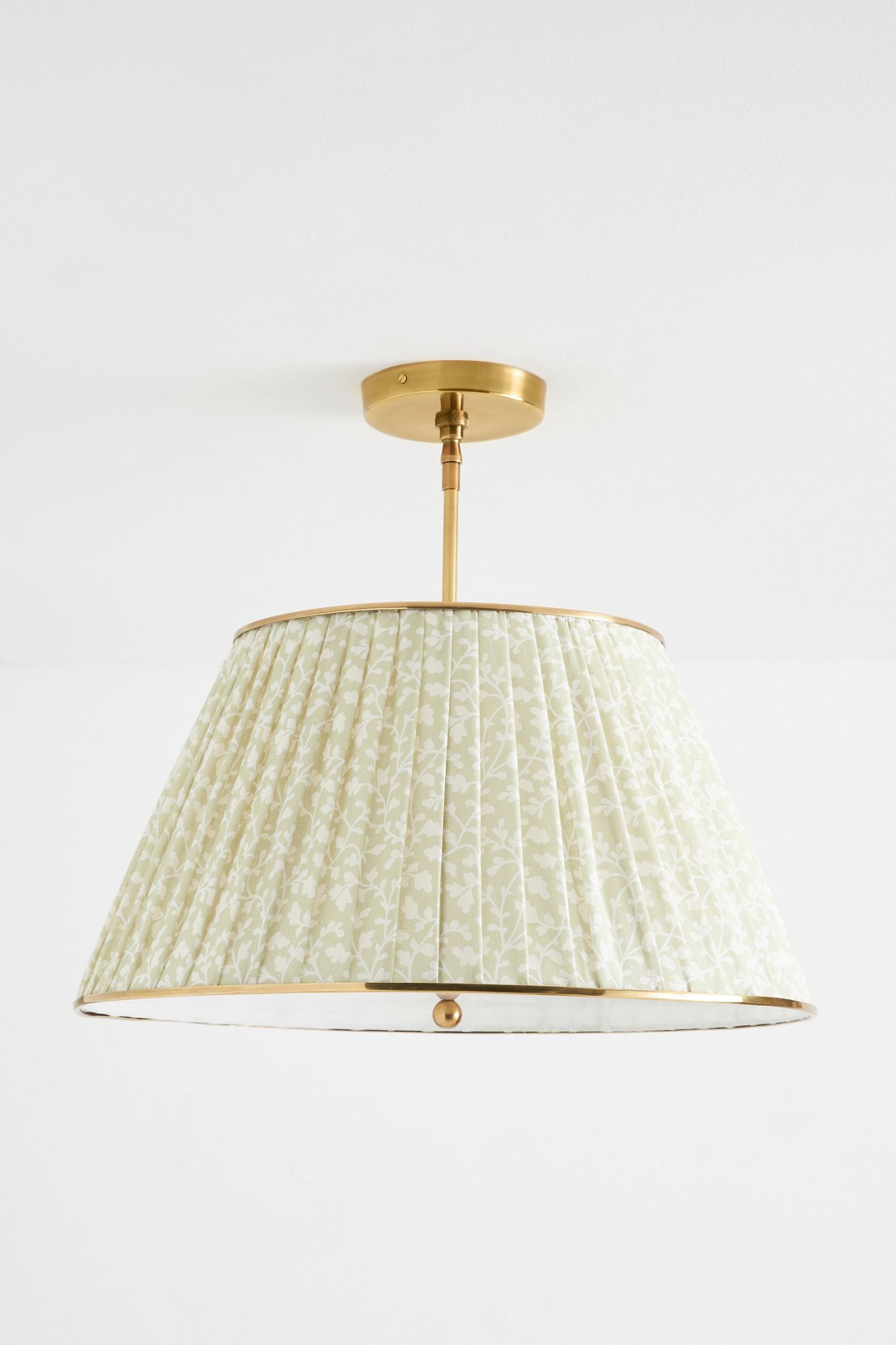 Lee Brass 24" Ruched Printed Semi-Flush Mount Pendant Light - Irena, One Size