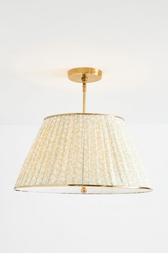 Lee Brass 24" Ruched Printed Semi-Flush Mount Pendant Light #1