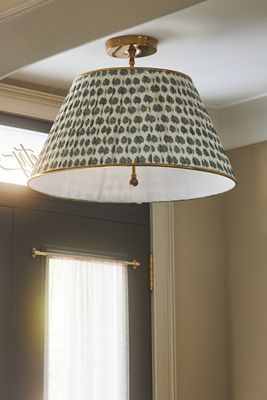 Lee Brass 24" Ruched Printed Semi-Flush Mount Pendant Light