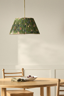Anthropologie Lee Brass 24" Ruched Printed Semi-flush Mount Pendant Light