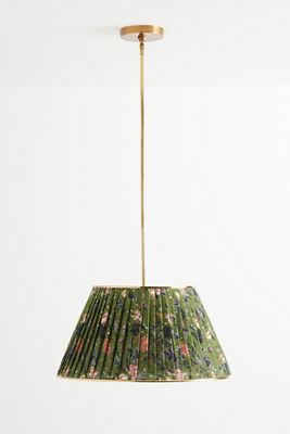 Lee Brass 24" Ruched Printed Semi-Flush Mount Pendant Light