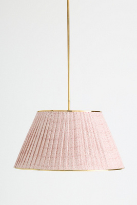 Anthropologie Lee Brass 24" Ruched Printed Semi-flush Mount Pendant Light