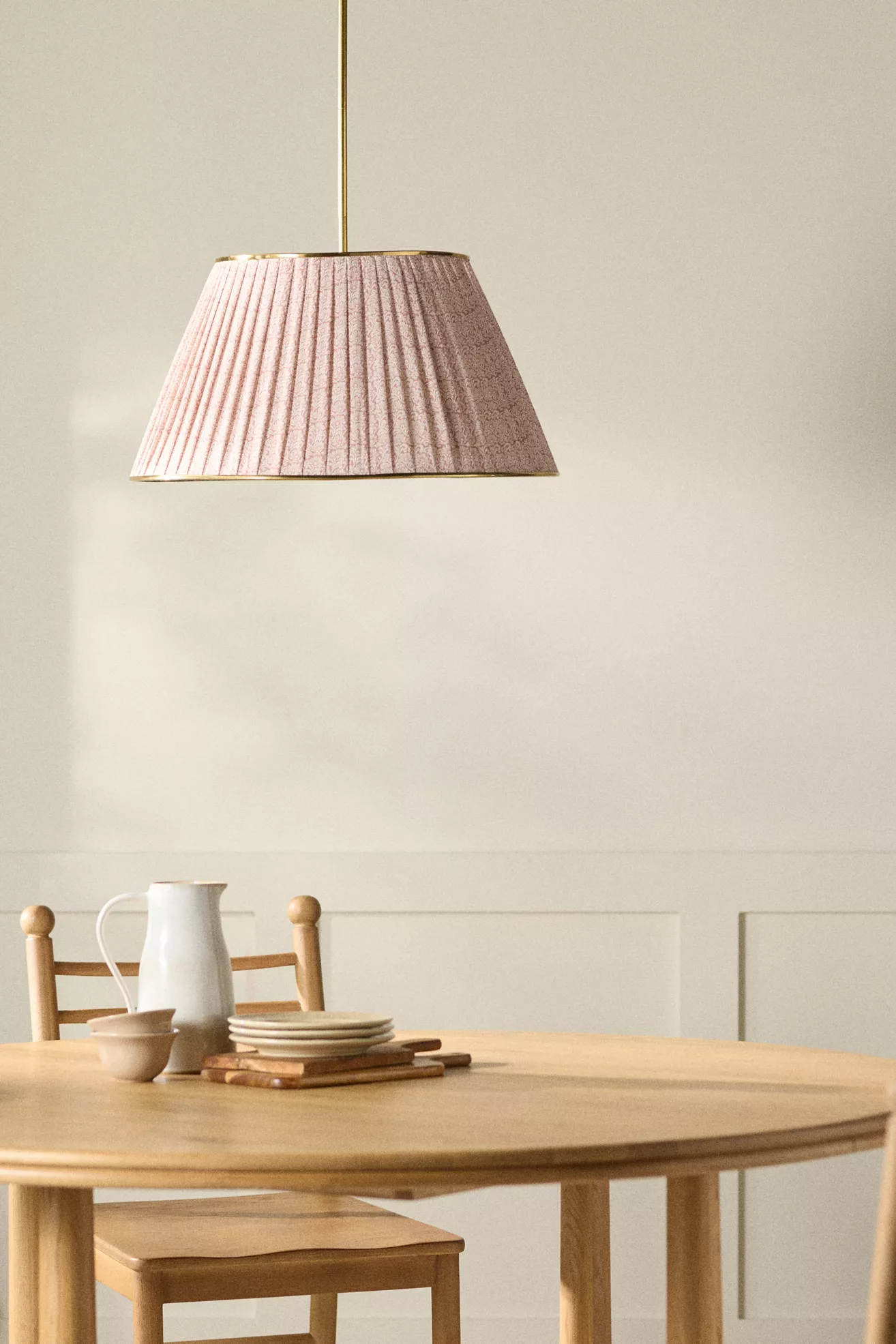 Lee Brass 24" Ruched Printed Semi-Flush Mount Pendant Light - thumbnail 7
