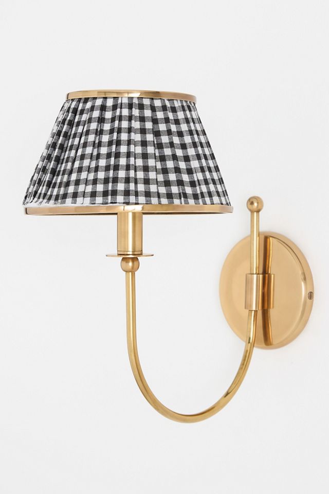 Lee Brass Fabric Shade Sconce Wall Light #1
