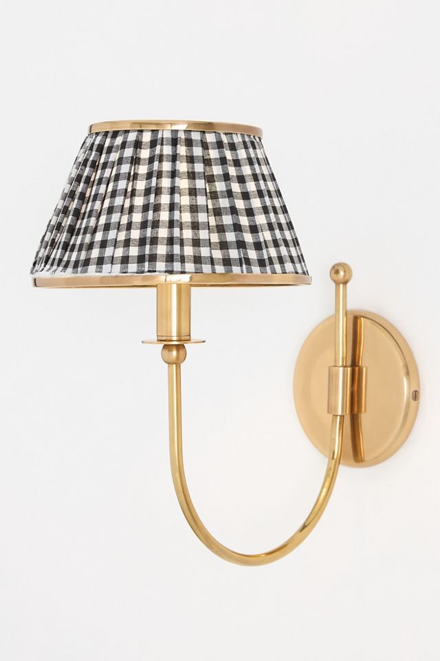 Lee Brass Fabric Shade Sconce Wall Light #2