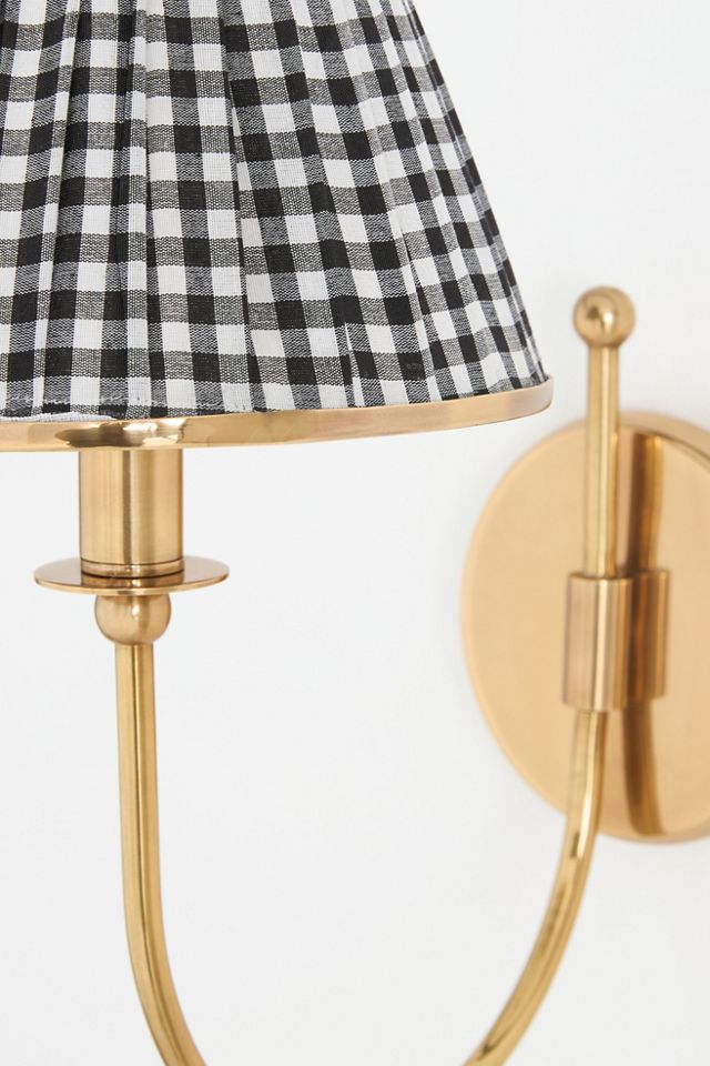 Lee Brass Fabric Shade Sconce Wall Light #3