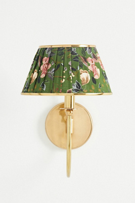 Anthropologie Lee Ruched Printed Shade Brass Sconce In Gold