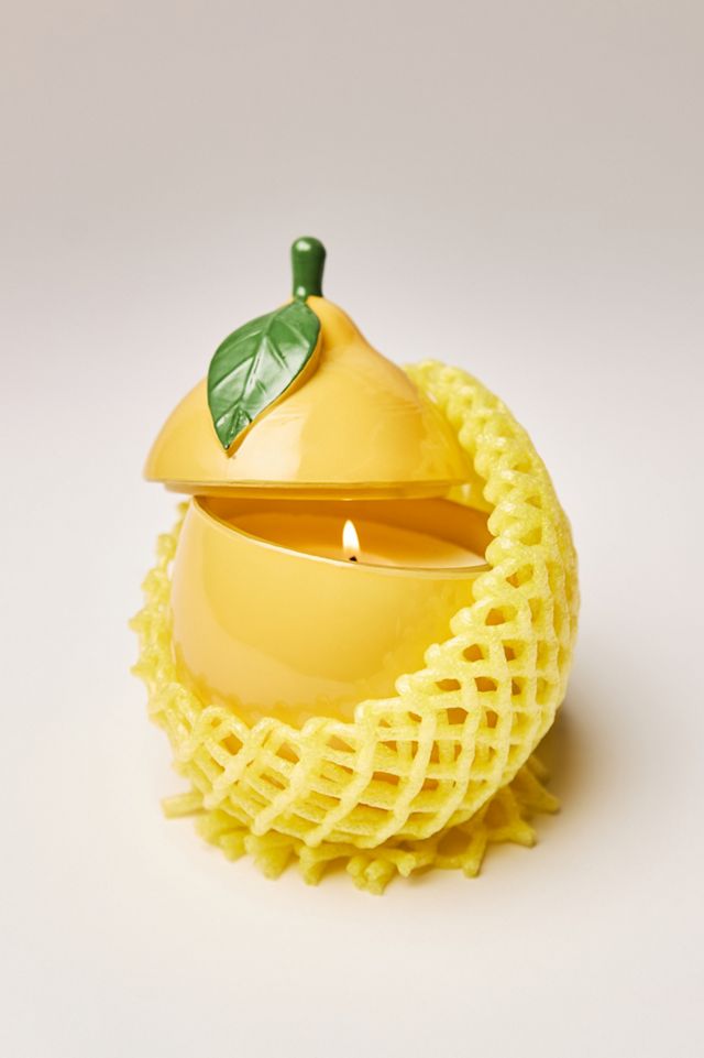 Lemon-Shaped Floral Lemon Blossom Glass Candle #4