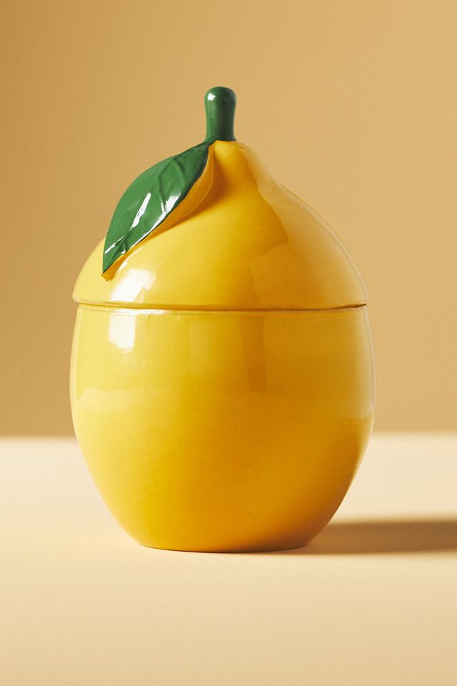 Lemon-Shaped Floral Lemon Blossom Glass Candle #2