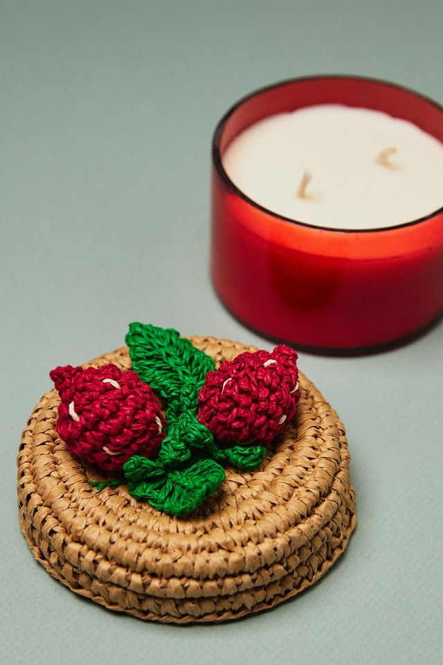 Fruta Fruity Strawberry & Guava Handwoven Lid Glass Candle #2