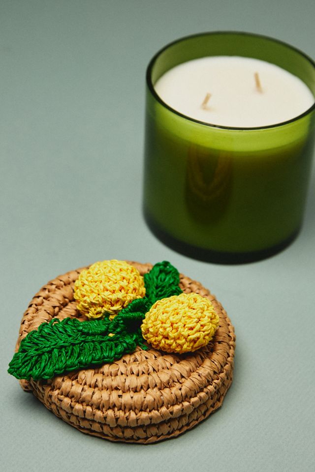 Fruta Floral Lemon Blossom Handwoven Lid Glass Candle #2