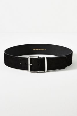 Square-Buckle Suede Belt