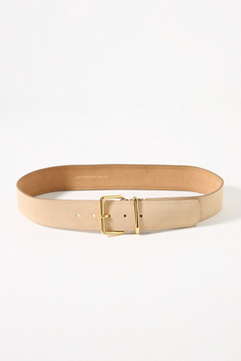 Anthropologie Square-buckle Suede Belt In White