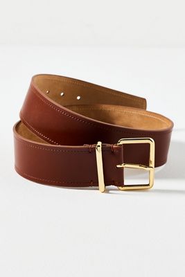 Square-Buckle Suede Belt