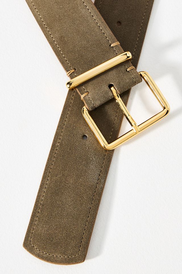 Square-Buckle Suede Belt | Anthropologie display picture 1