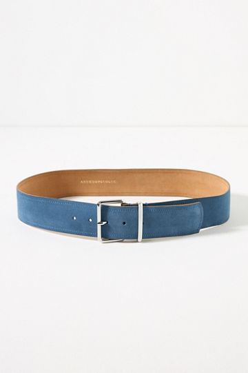 Square-Buckle Suede Belt