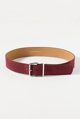 Square-Buckle Suede Belt