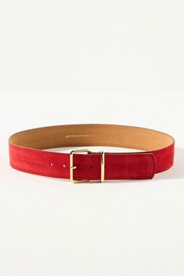 Square-Buckle Suede Belt