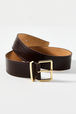 Anthropologie Square-buckle Suede Belt In Brown