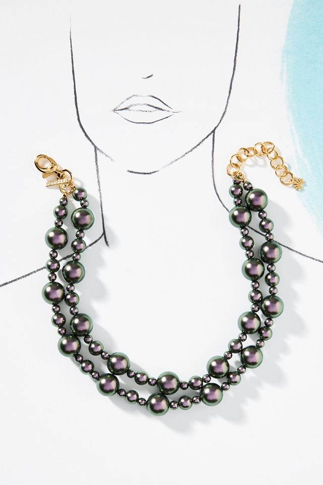 Lele Sadoughi Tahitian Pearl Jackie Double Row Necklace #2