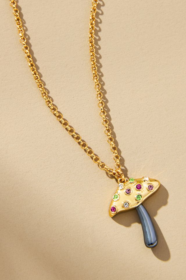 Lele Sadoughi Jeweled Meadow Mushroom Pendant Necklace #1