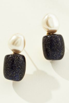 Lele Sadoughi Midnight Pebble Stud Earrings In Animal Print