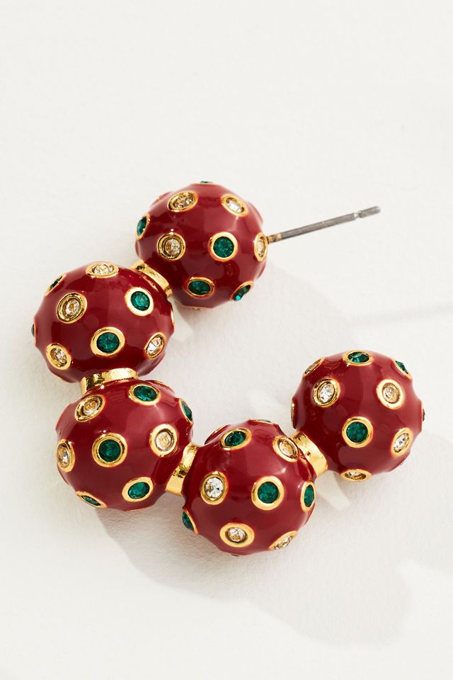 Lele Sadoughi Merlot Beaded Hoop Earrings #1