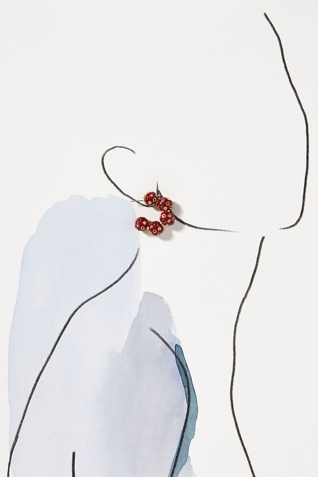 Lele Sadoughi Merlot Beaded Hoop Earrings #2