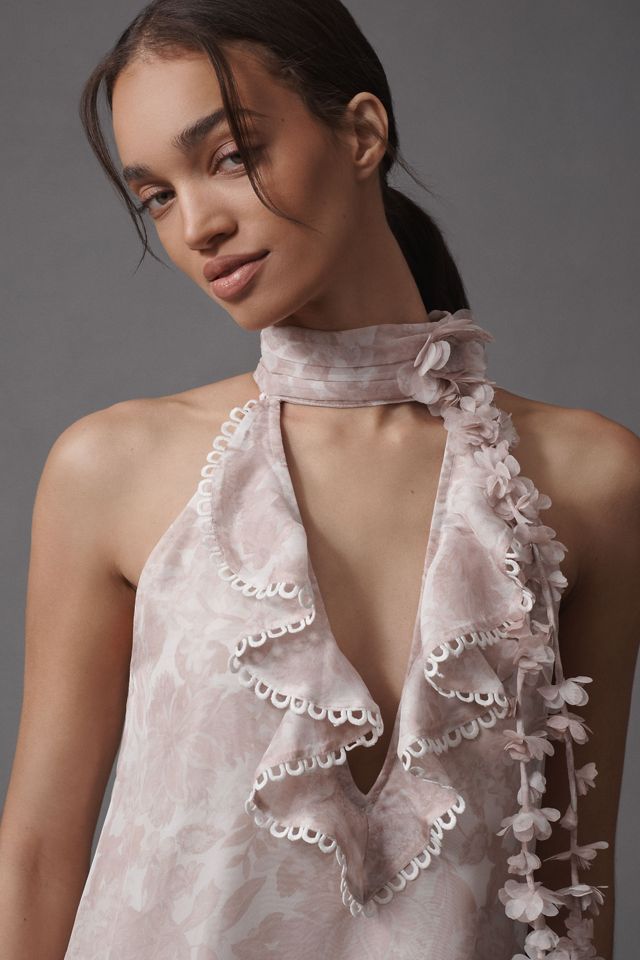 [Anthropologie] スカーフ オーガンザ マキシドレス by BHLDN BHLDN Landon Organza 3D Ruffle Maxi Dress | Anthropologie