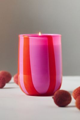 Piper Fruity Pink Lychee & Clementine Striped Glass Candle