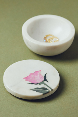 Inlaid Flower Marble Trinket Box | AnthroHome