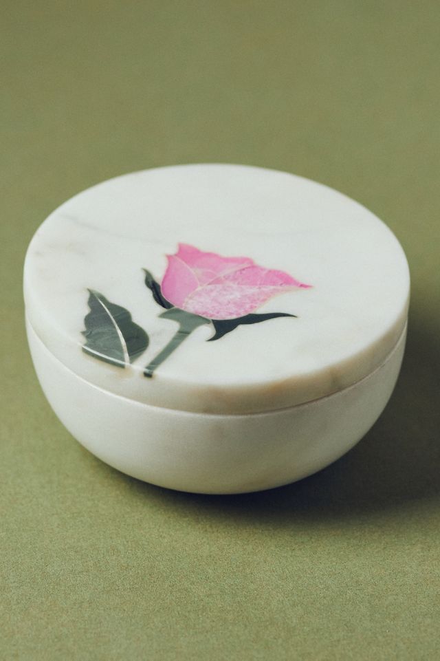 Inlaid Flower Marble Trinket Box #1