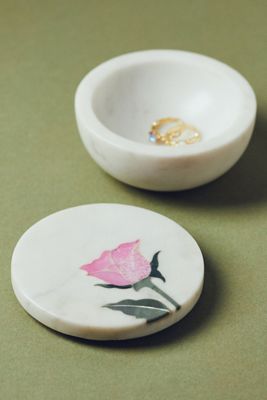 Inlaid Flower Marble Trinket Box