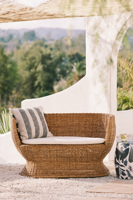 Anthropologie Sienna Rattan Wicker Indoor/outdoor Settee