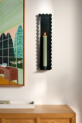 Scalloped Metal Candle Holder Wall Sconce