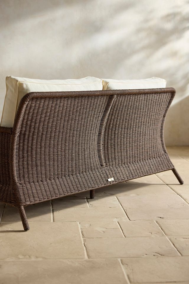 Harbor All Weather Wicker Two Seat Sofa, White Cushions #2