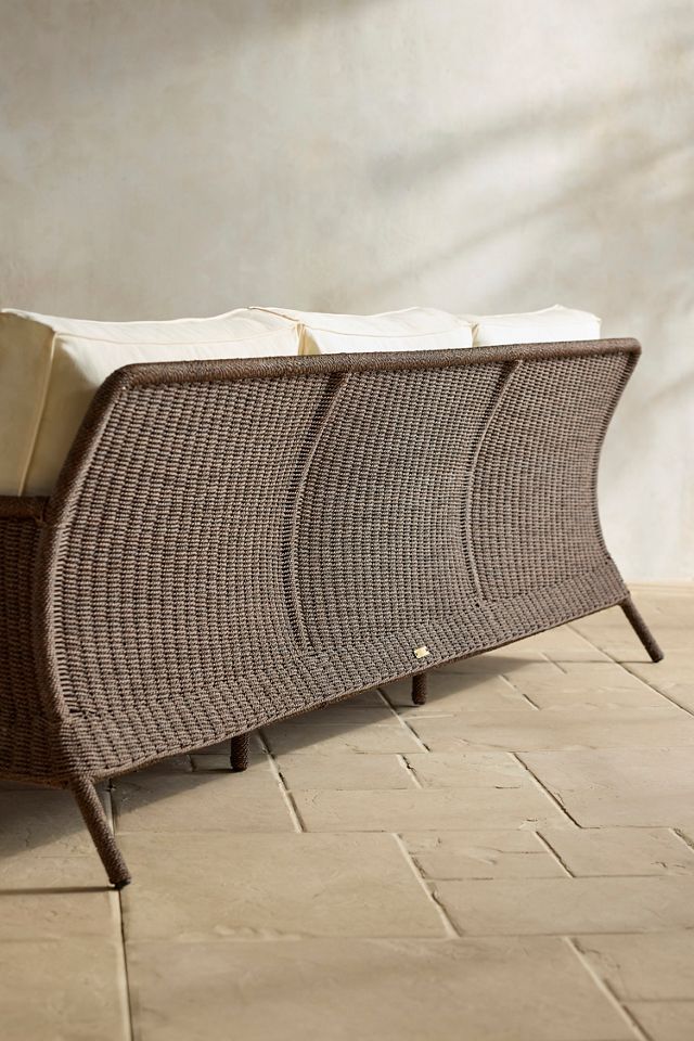 Harbor All Weather Wicker Three Seat Sofa, White Cushions #2