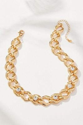 Anthropologie Crystalline Link Necklace In Gold