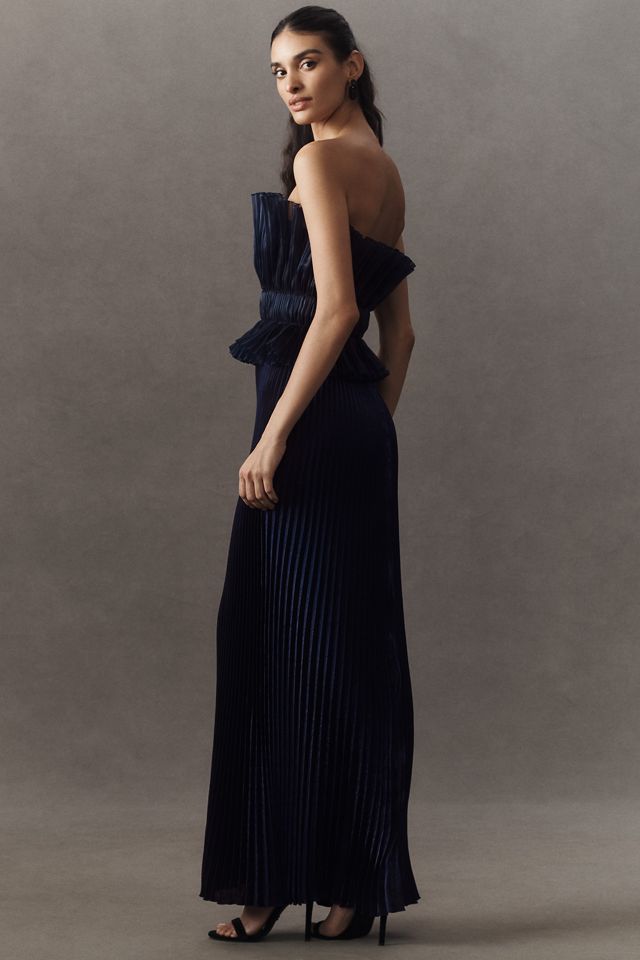Anthropologie ★ L'IDEE Mystique High-Neck PleatedMaxi Dress L'IDEE Renaissance Halter Side-Slit Pleated Maxi Dress