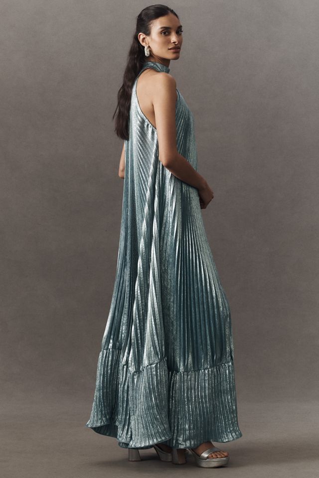 L'IDÉE Mystique Pleated Shimmer Maxi Dress #3